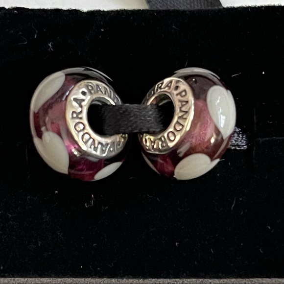 Pandora Murano Purple Heart Charms - RETIRED - Picture 2 of 5